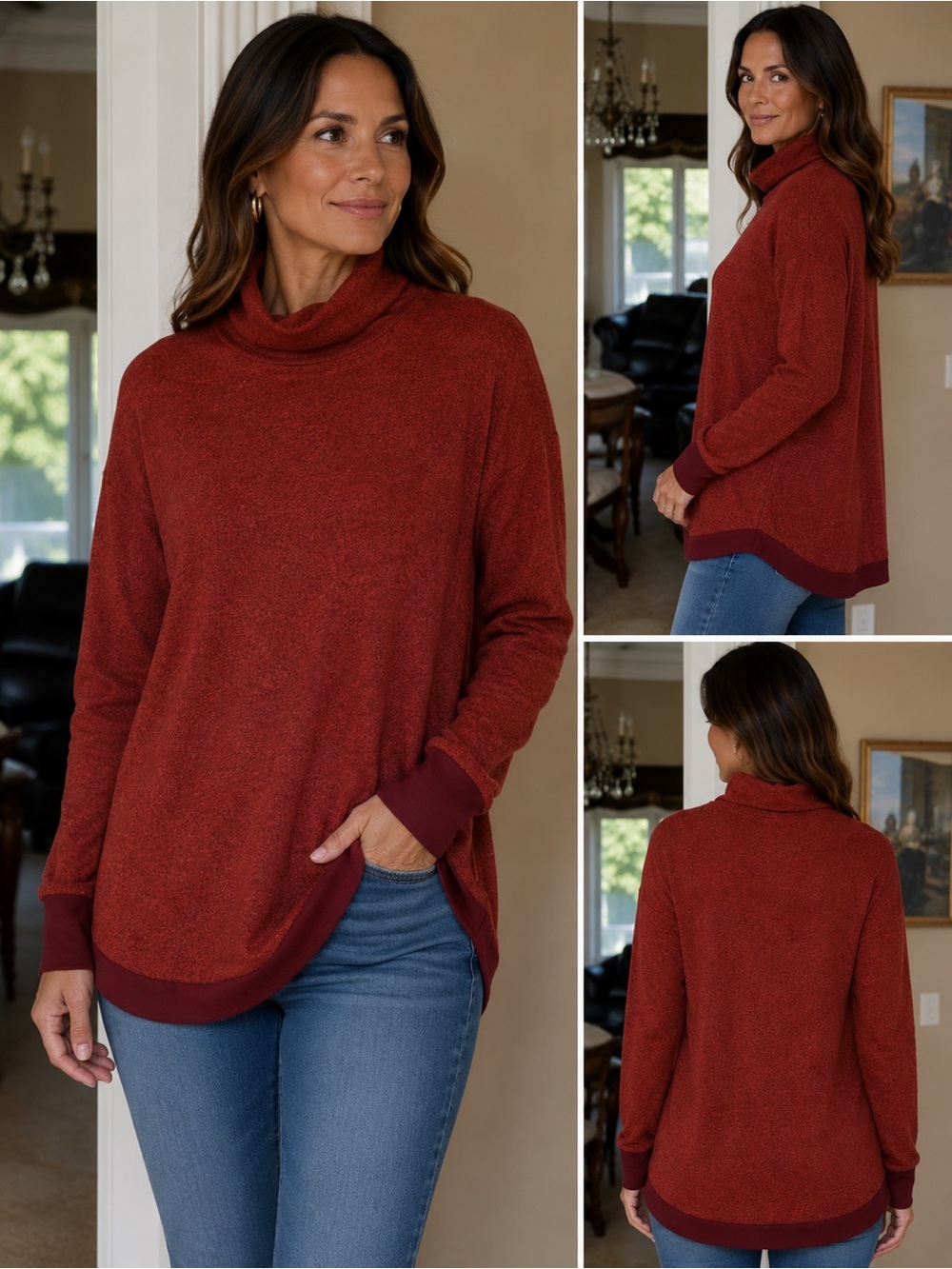 Serra Deep Red Turtleneck Sweater